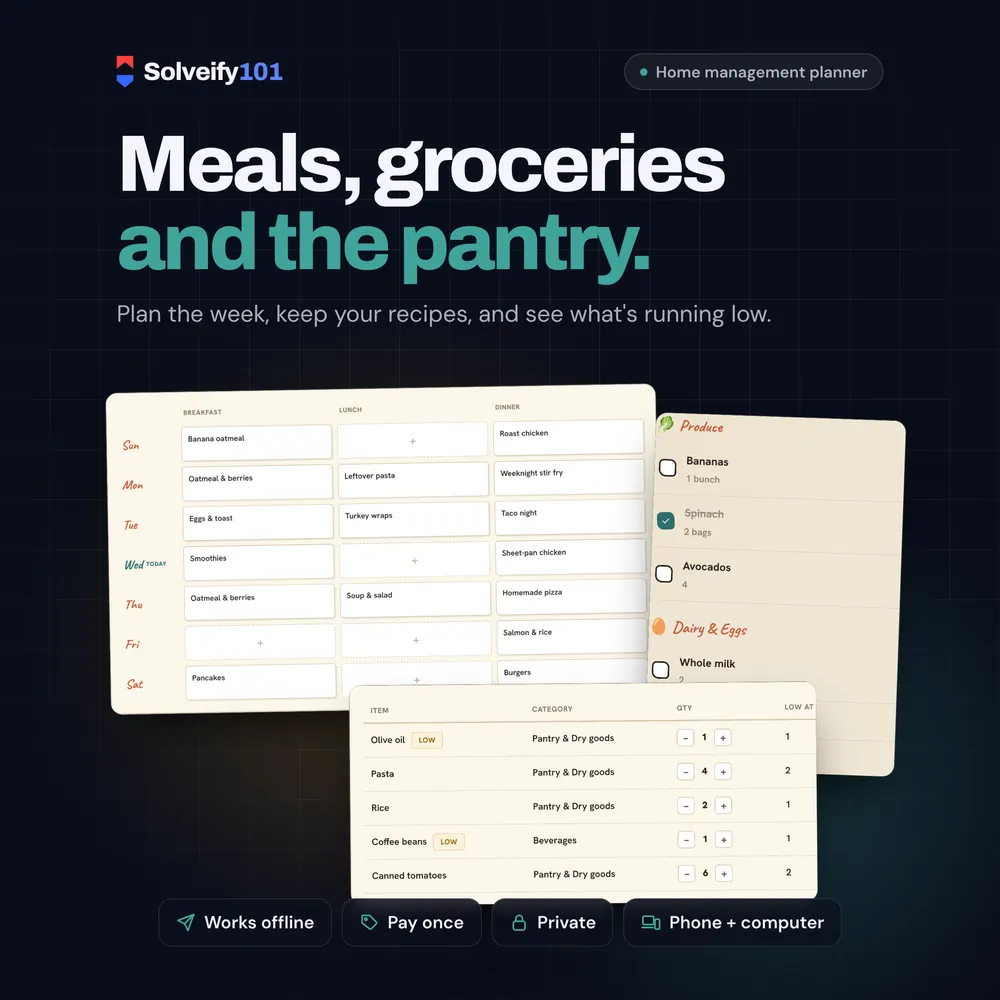 Household 101: Meals, groceries and the pantry.