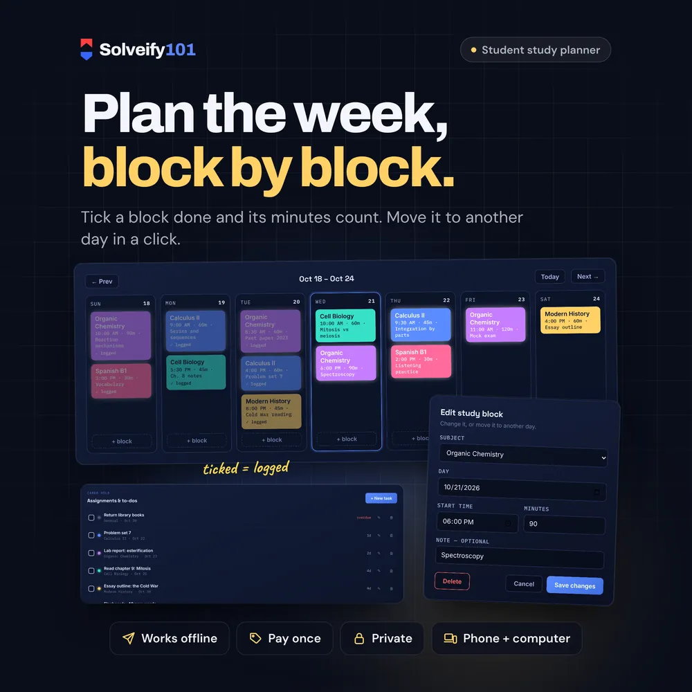 Study Planner 101: Plan the week, block by block.